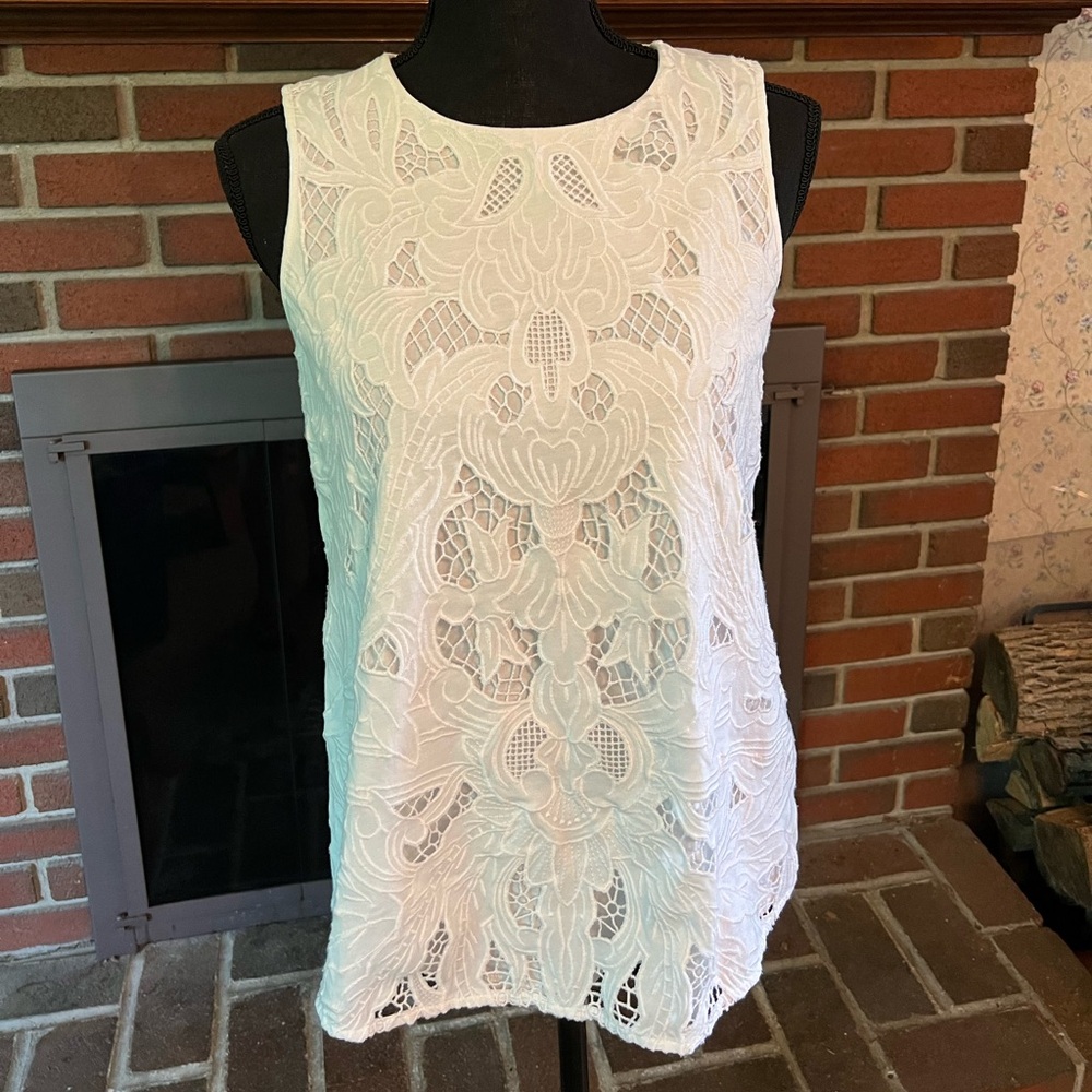🤍 EUC XS J Jill White tank shell